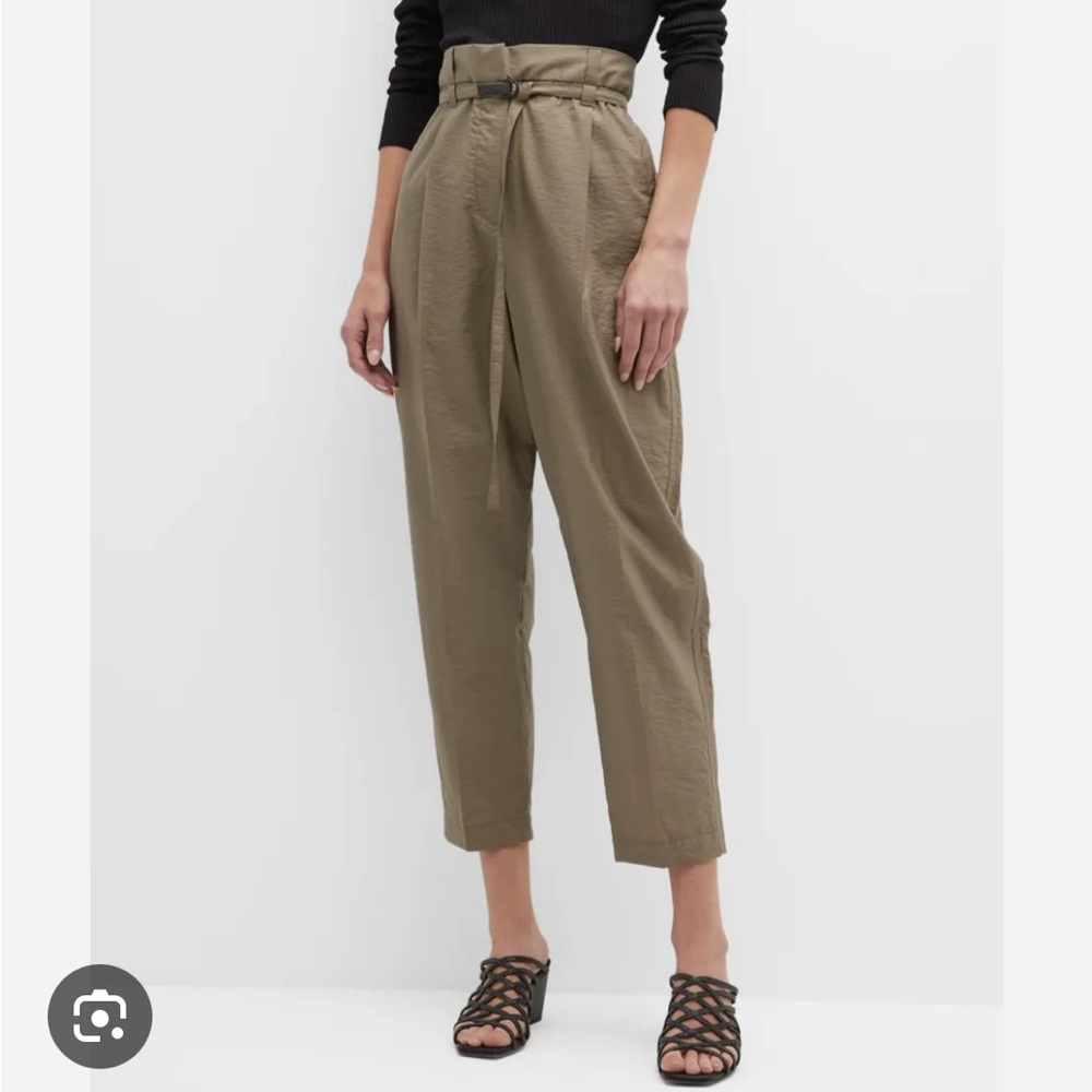 Brunello Cucinelli Monili Tapered-Leg Ankle Paperbag Pants - BLACK